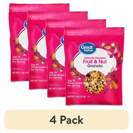 (4 pack) Great Value Fruit and Nut Granola, 11 oz