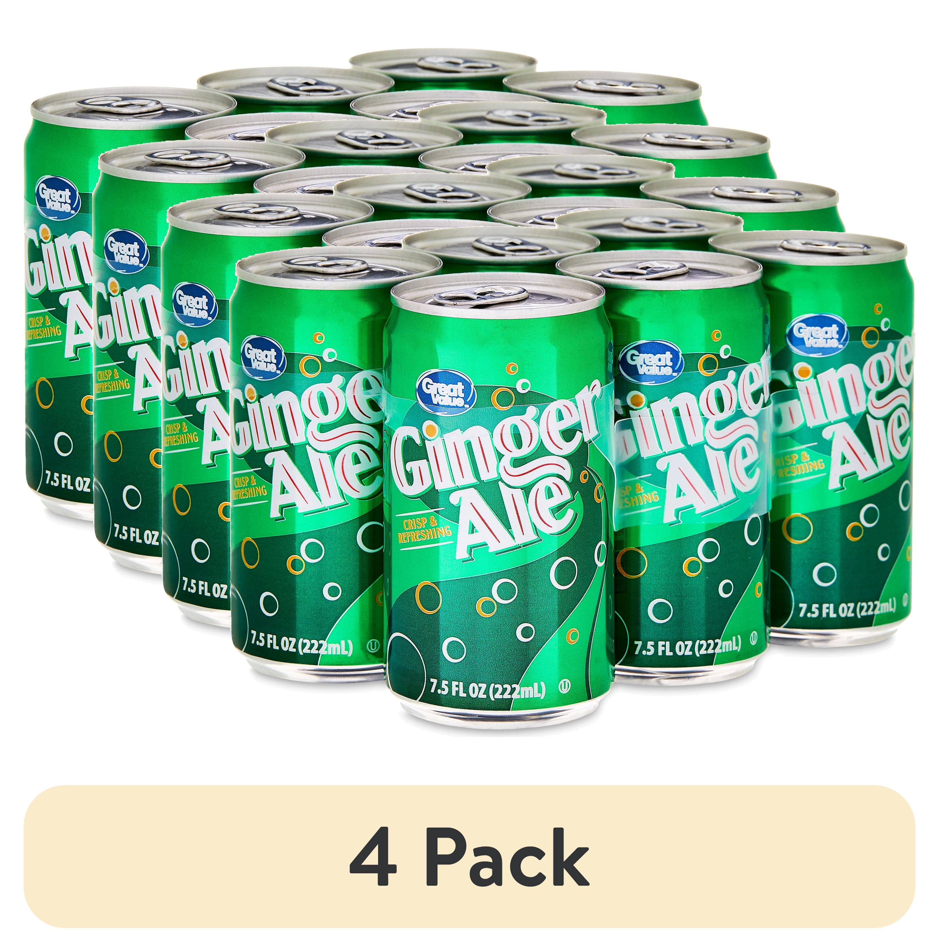 (4 pack) Great Value Ginger Ale, 7.5 fl oz, 6 Pack Cans