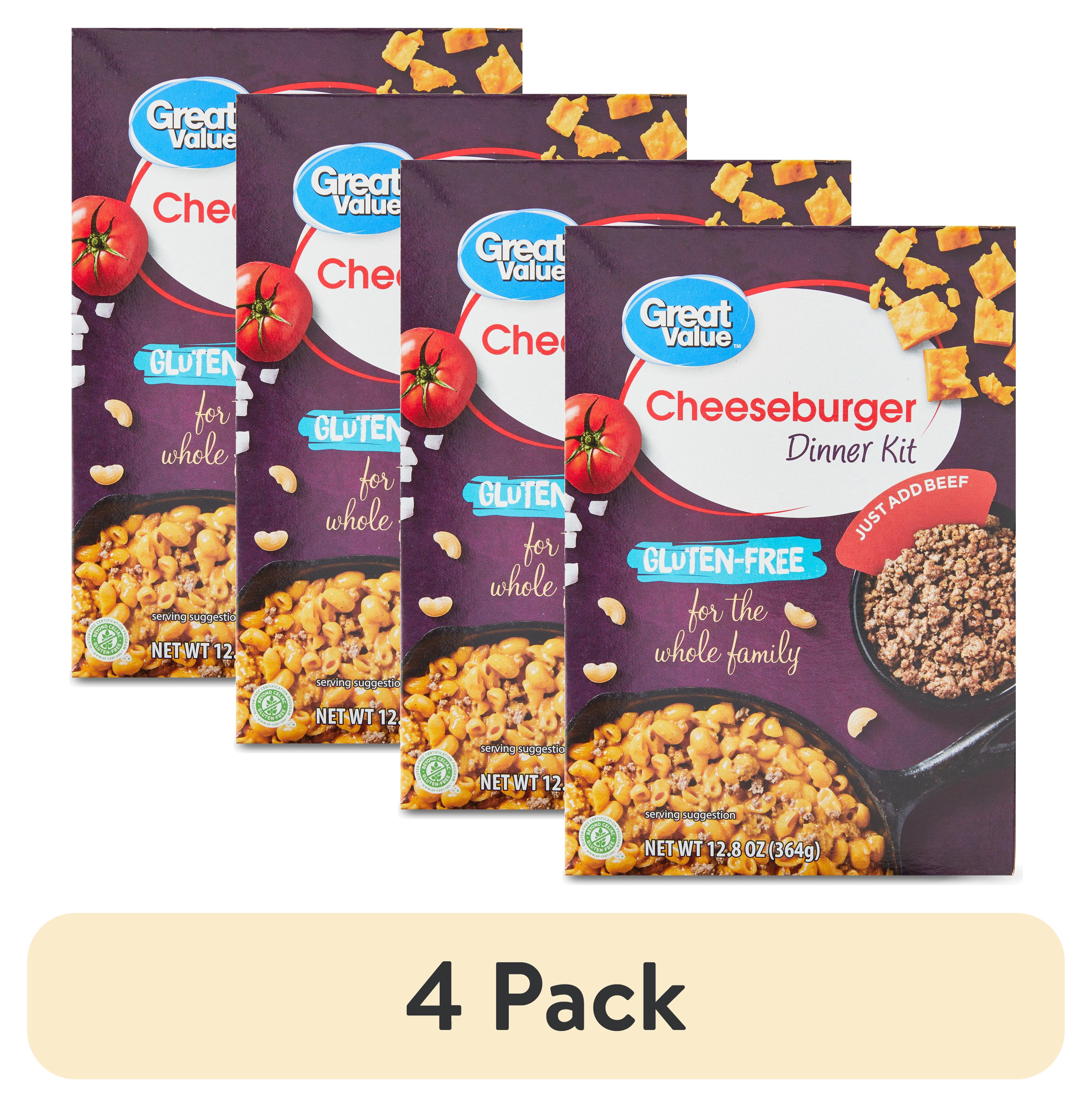 (4 pack) Great Value Gluten-Free Cheeseburger Dinner Kit, 12.8 oz