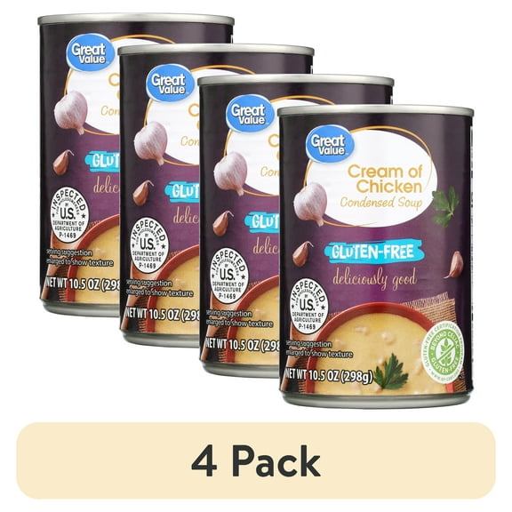 (4 pack) Great Value Gluten Free Cream of Chicken Condensed Soup, 10.5 oz