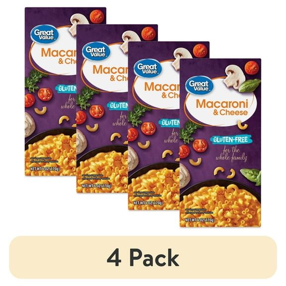 (4 pack) Great Value Gluten-Free Macaroni & Cheese, 6 oz