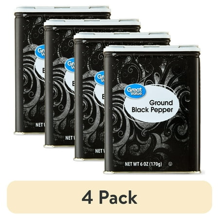 (4 pack) Great Value Ground Black Pepper, 6 oz