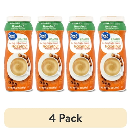 (4 pack) Great Value Hazelnut Coffee Creamer, Sugar Free, 10.2 oz