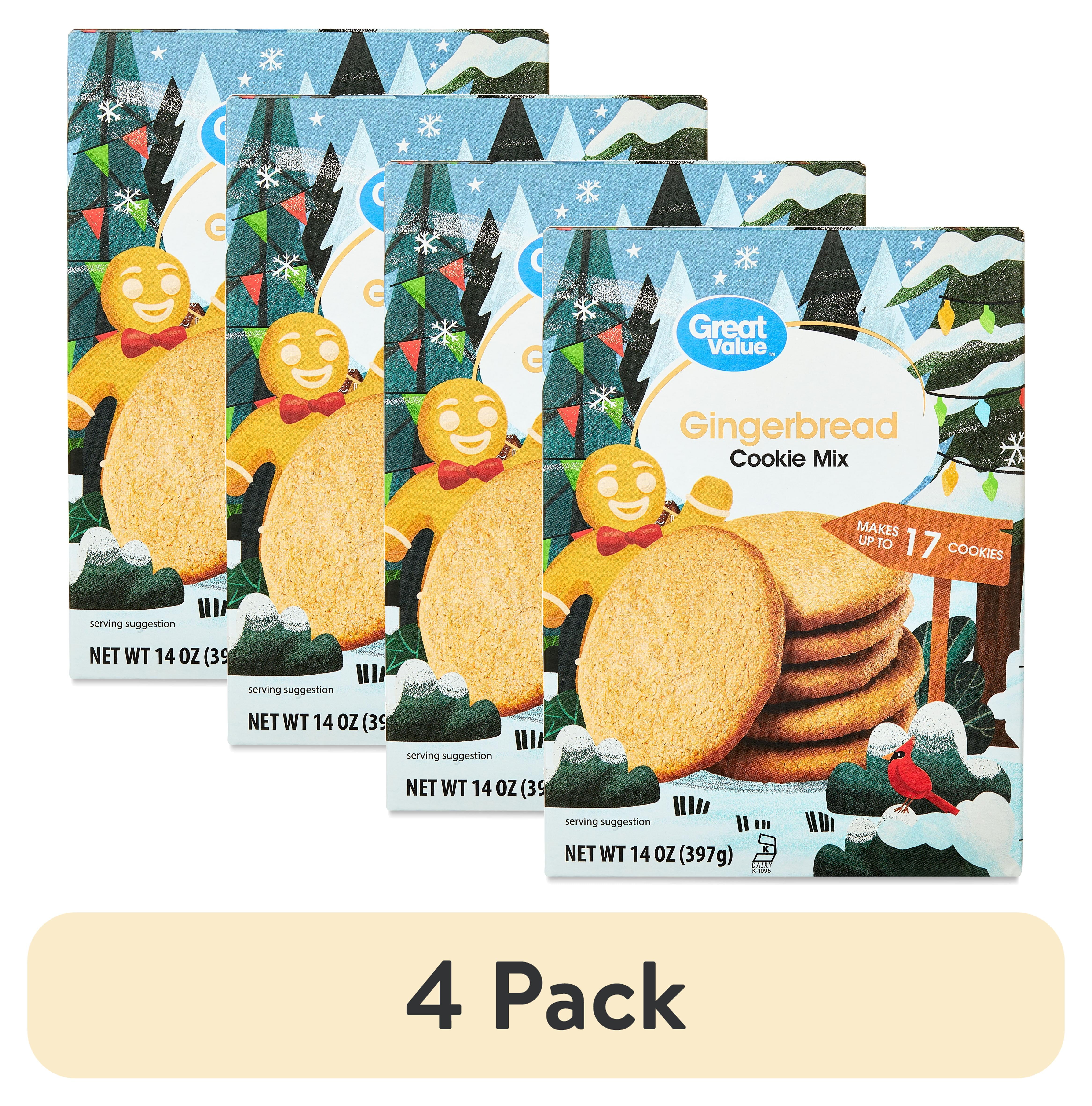 (4 pack) Great Value Holiday Gingerbread Cookie Mix, 14 oz