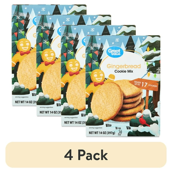 (4 pack) Great Value Holiday Gingerbread Cookie Mix, 14 oz