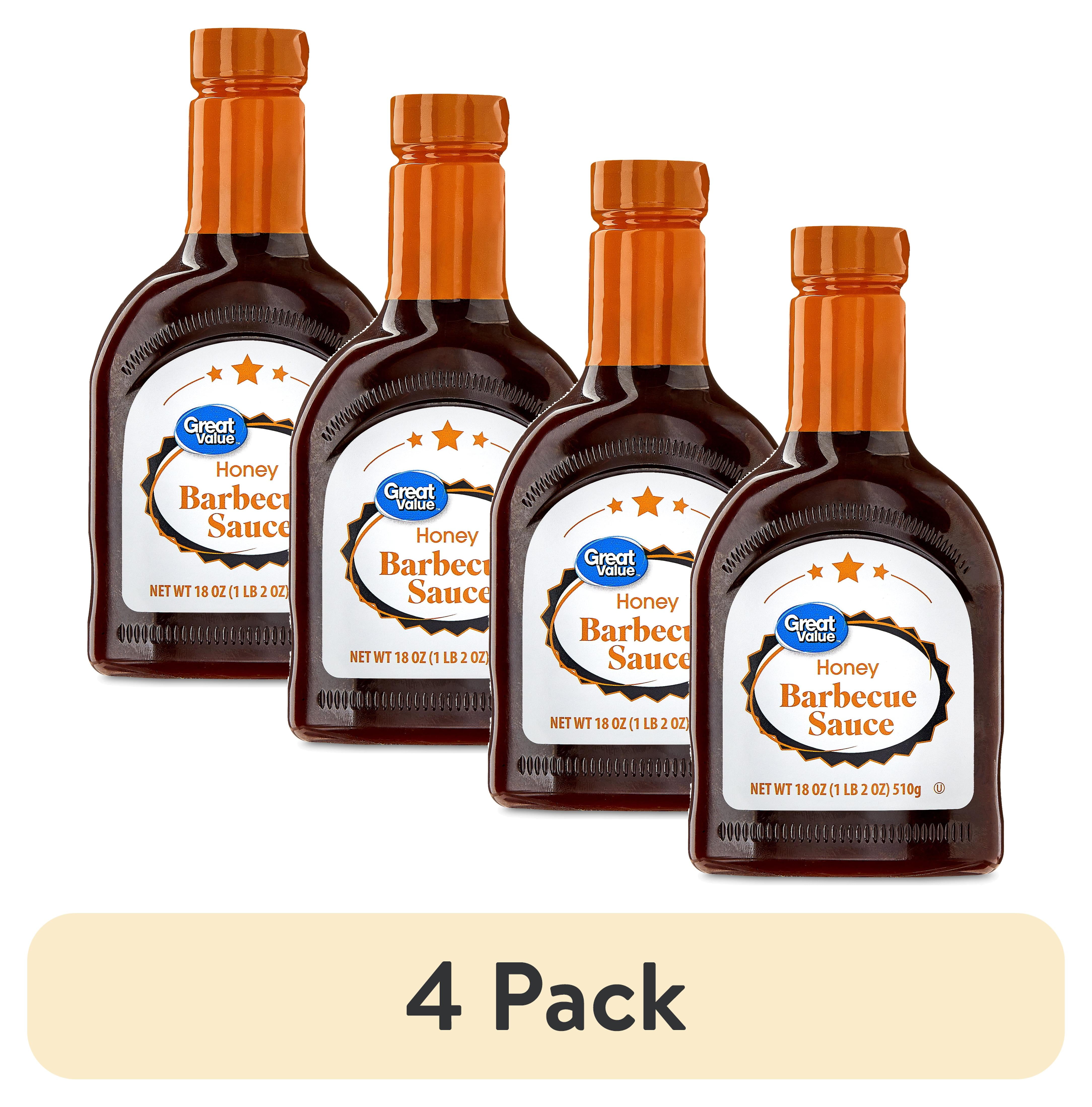 (4 pack) Great Value Honey Barbecue Sauce, 18 fl oz