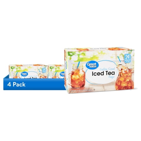 (4 pack) Great Value, Iced Black Tea Gallon Sized, Tea Bags, 24 Ct
