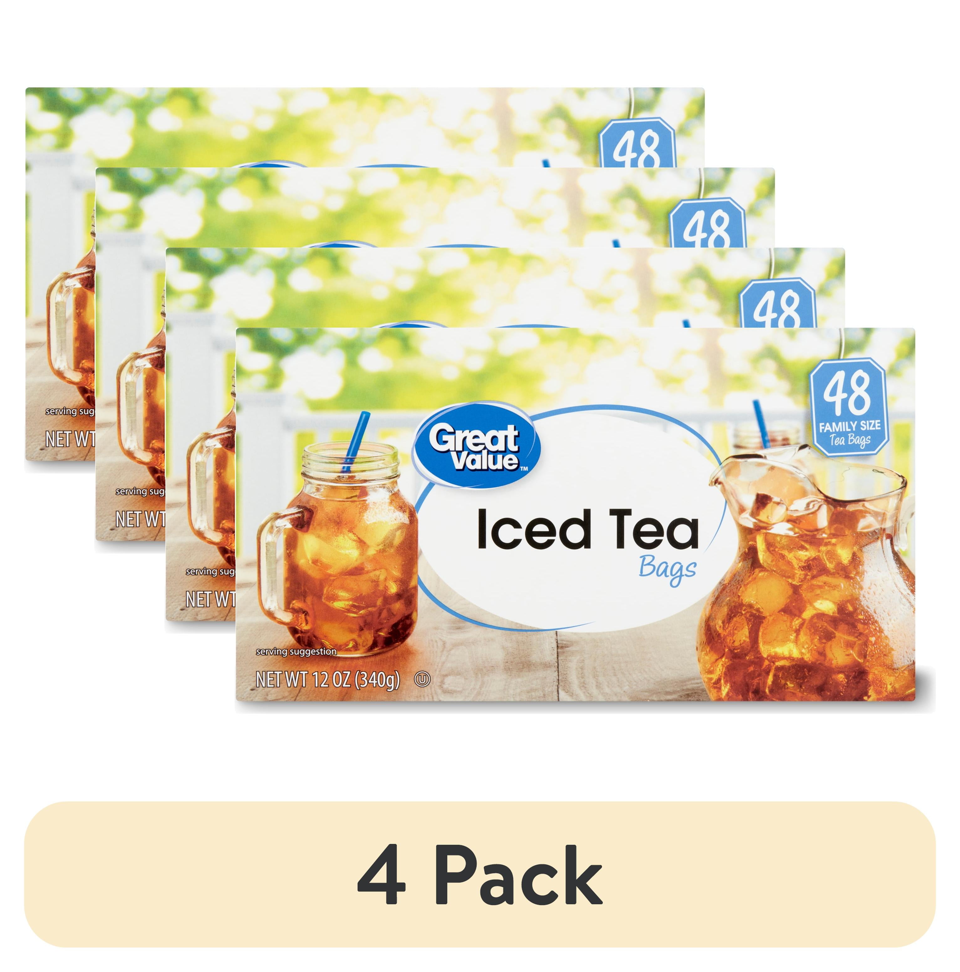 (4 pack) Great Value Iced Tea Bags, Family Size, 12 oz, 48 Ct