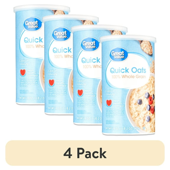 (4 pack) Great Value Instant Oats Tube, 18 oz