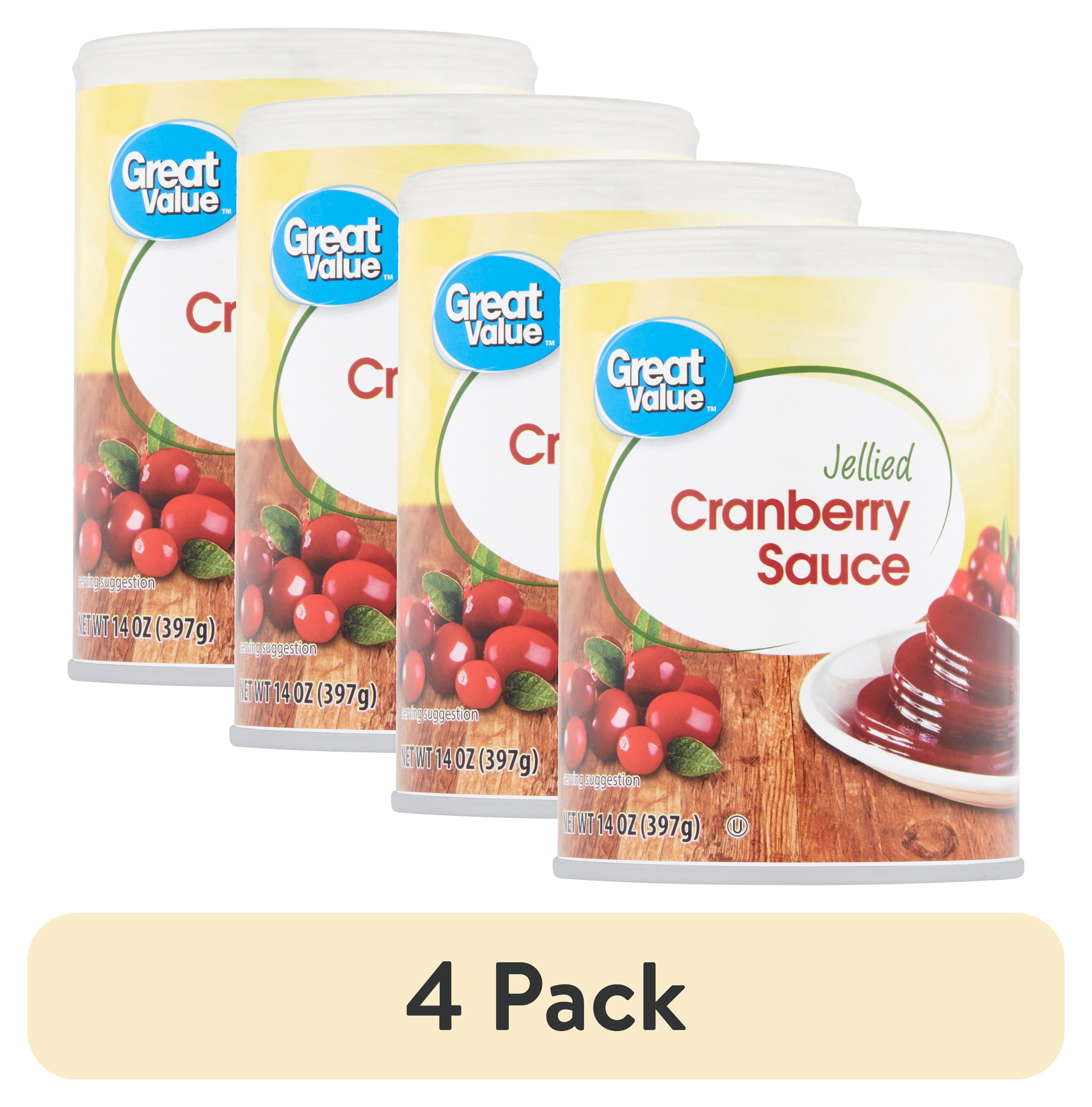 (4 pack) Great Value Jellied Cranberry Sauce, 14 oz