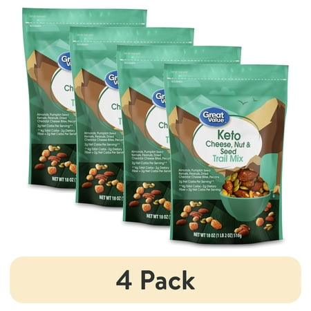 (4 pack) Great Value Keto Cheese, Nut, and Seed Trail Mix, 18 oz Bag