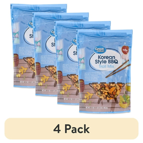 (4 pack) Great Value Korean Style BBQ Flavored Trail Mix, 17 oz