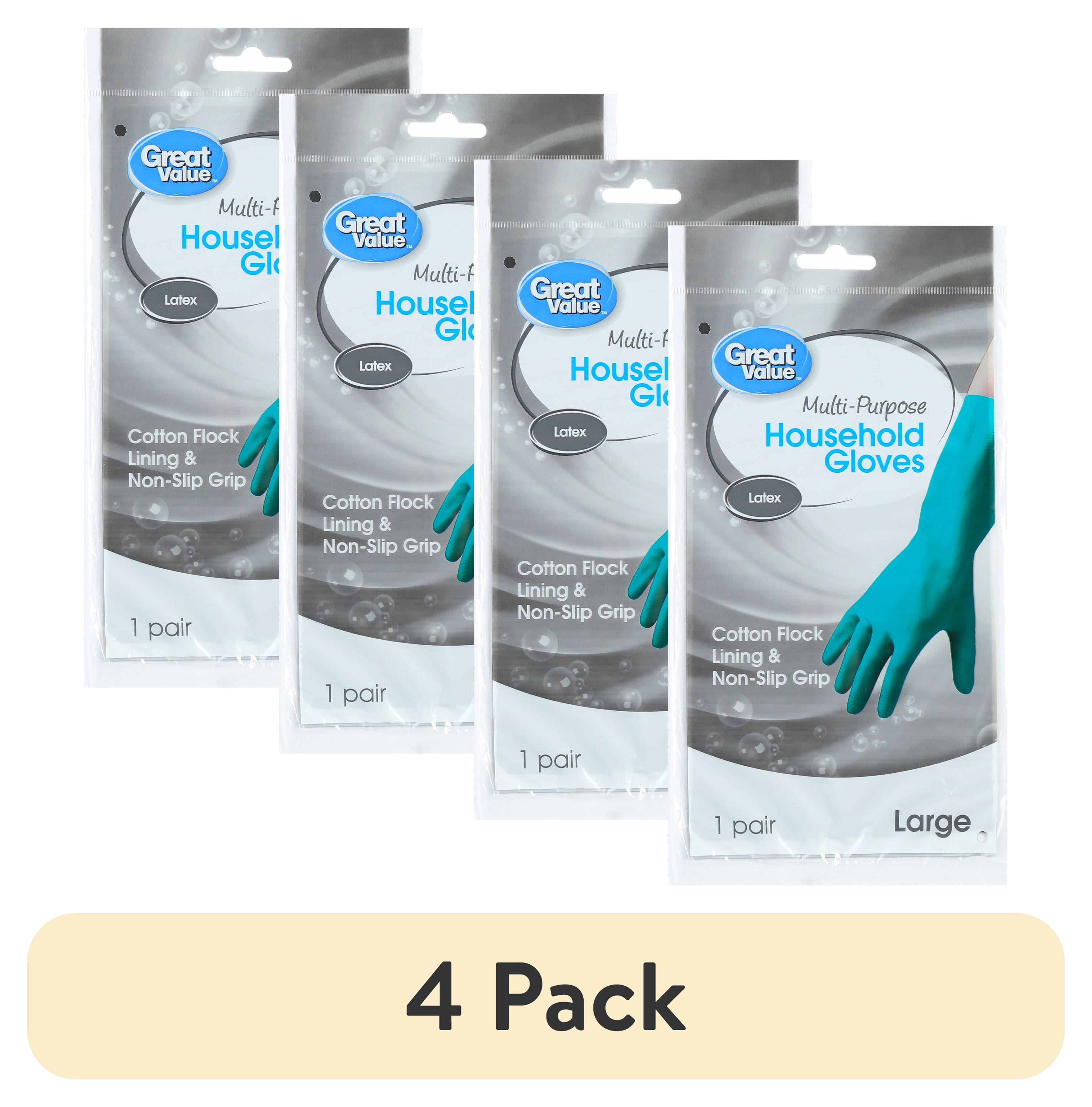 pack) Great Value Latex Multipurpose Reusable Household Gloves