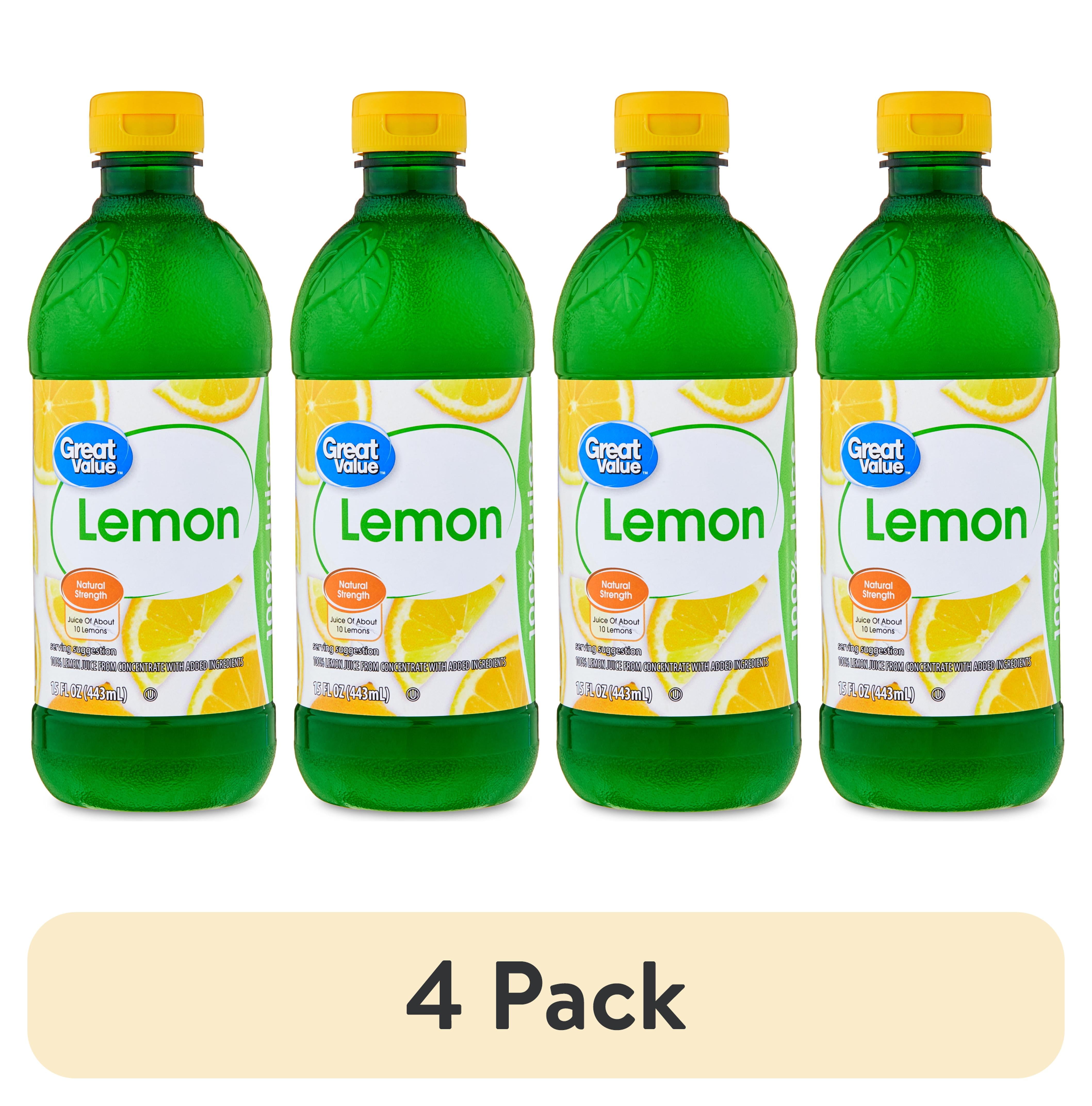 (4 pack) Great Value Lemon Juice, 15 fl oz