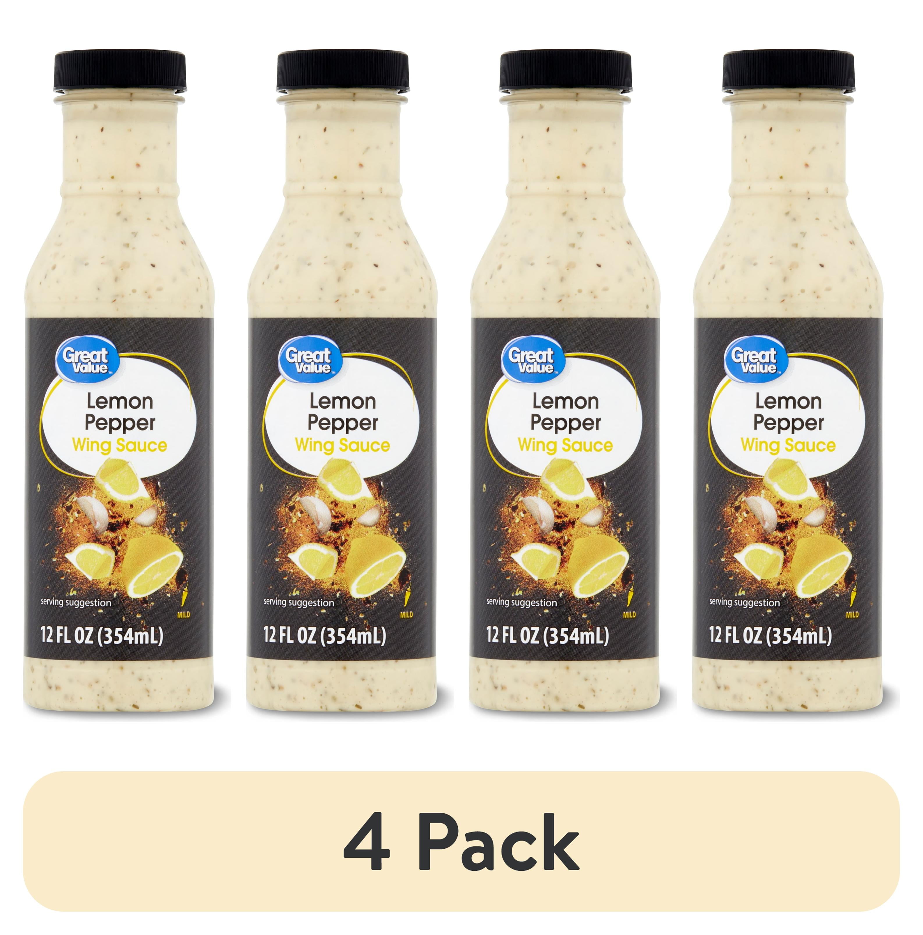 (4 pack) Great Value Lemon Pepper Wing Sauce, 12 fl oz