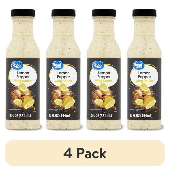 (4 pack) Great Value Lemon Pepper Wing Sauce, 12 fl oz