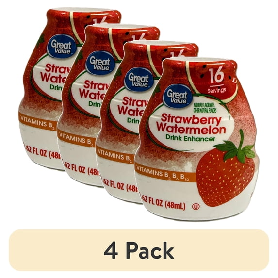 (4 pack) Great Value Liquid Drink Enhancer, Strawberry Watermelon, 1.62 fl oz