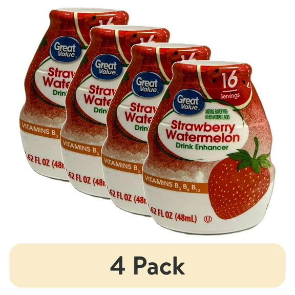 (4 pack) Great Value Liquid Drink Enhancer, Strawberry Watermelon, 1.62 fl oz