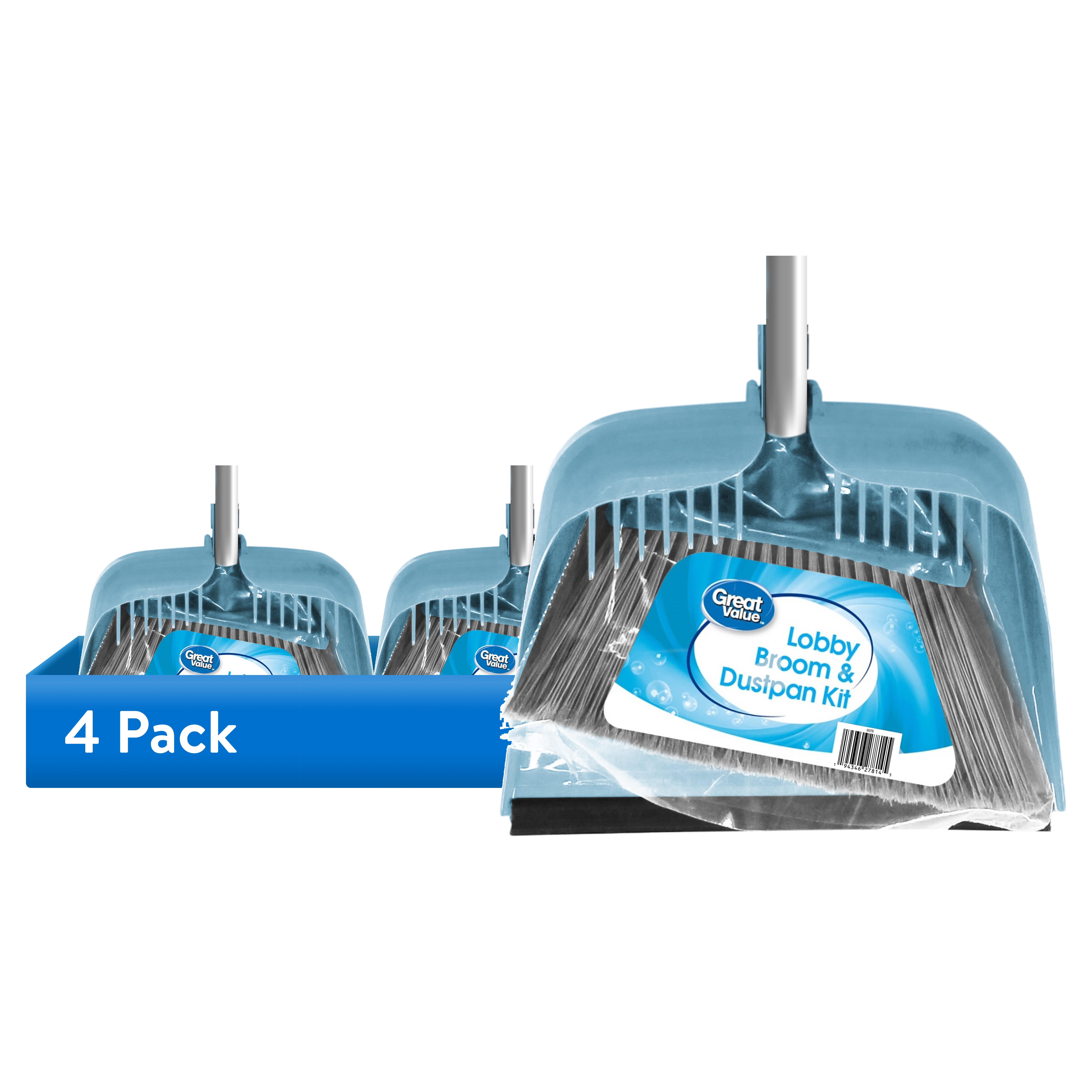 Great Value Lobby Broom and Dustpan Set, Blue, 2.75 x 11.81 x 41