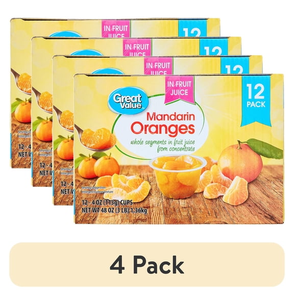 (4 pack) Great Value Mandarin Oranges, 4 oz, 12 Count