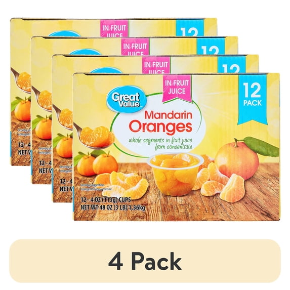 (4 pack) Great Value Mandarin Oranges, 4 oz, 12 Count