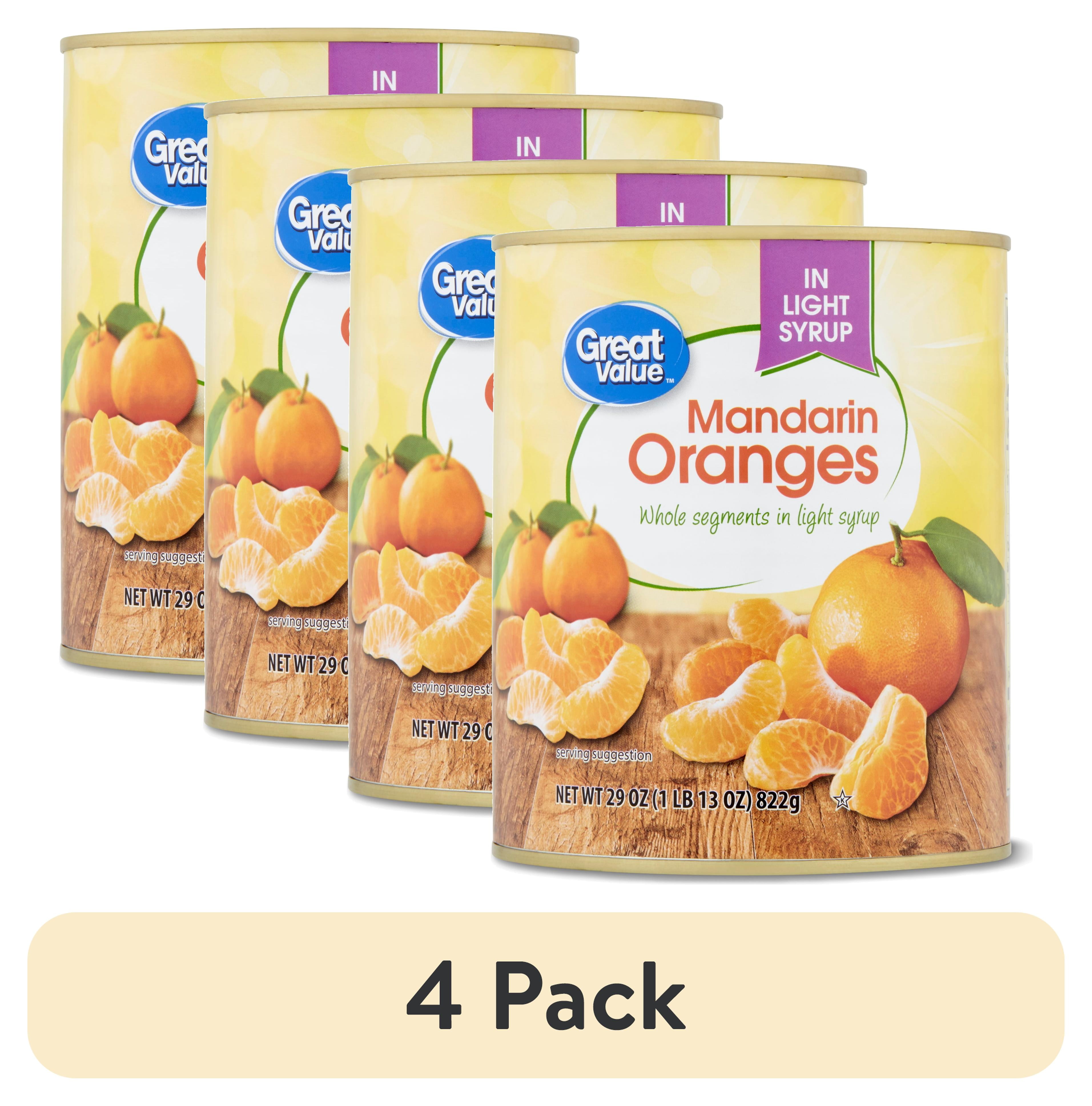 (4 pack) Great Value Mandarin Oranges in Light Syrup, 29 oz
