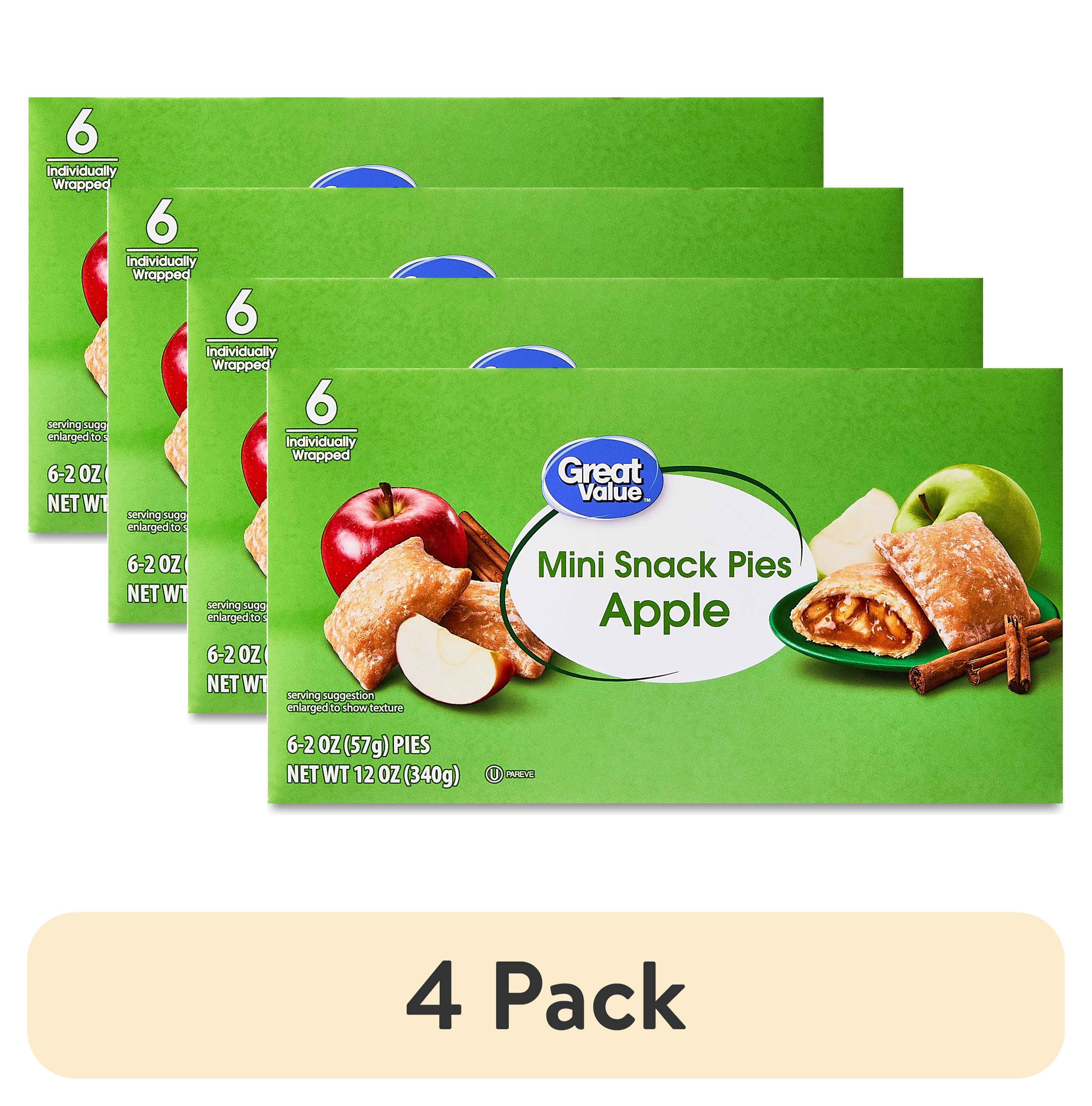 (4 pack) Great Value Mini Snack Apple Flavored Pies, 6 Count