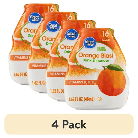 (4 pack) Great Value Orange Blast Drink Enhancer, 1.62 fl oz