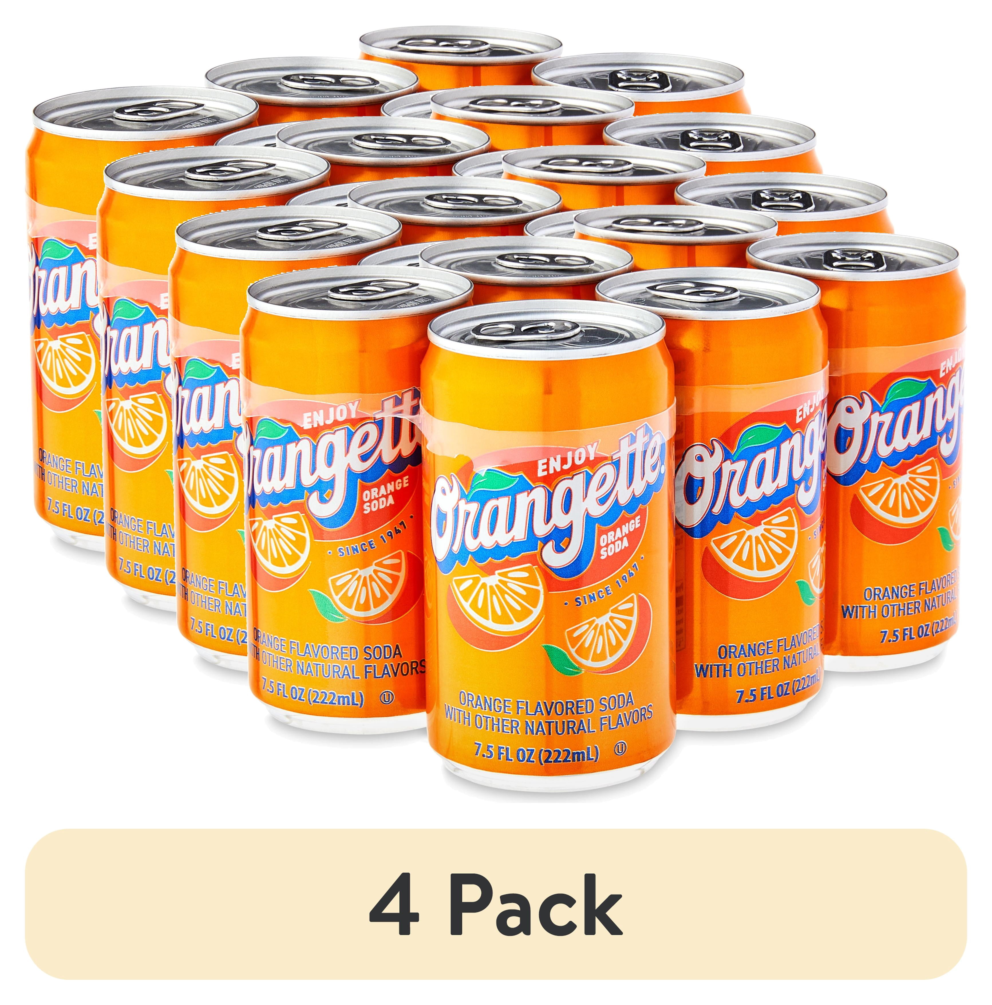 (4 pack) Great Value Orange Cola Soda Pop, 7.5 oz, 6 Pack Cans