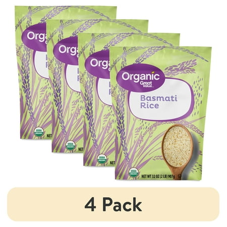 (4 pack) Great Value Organic Basmati Rice, 32 oz