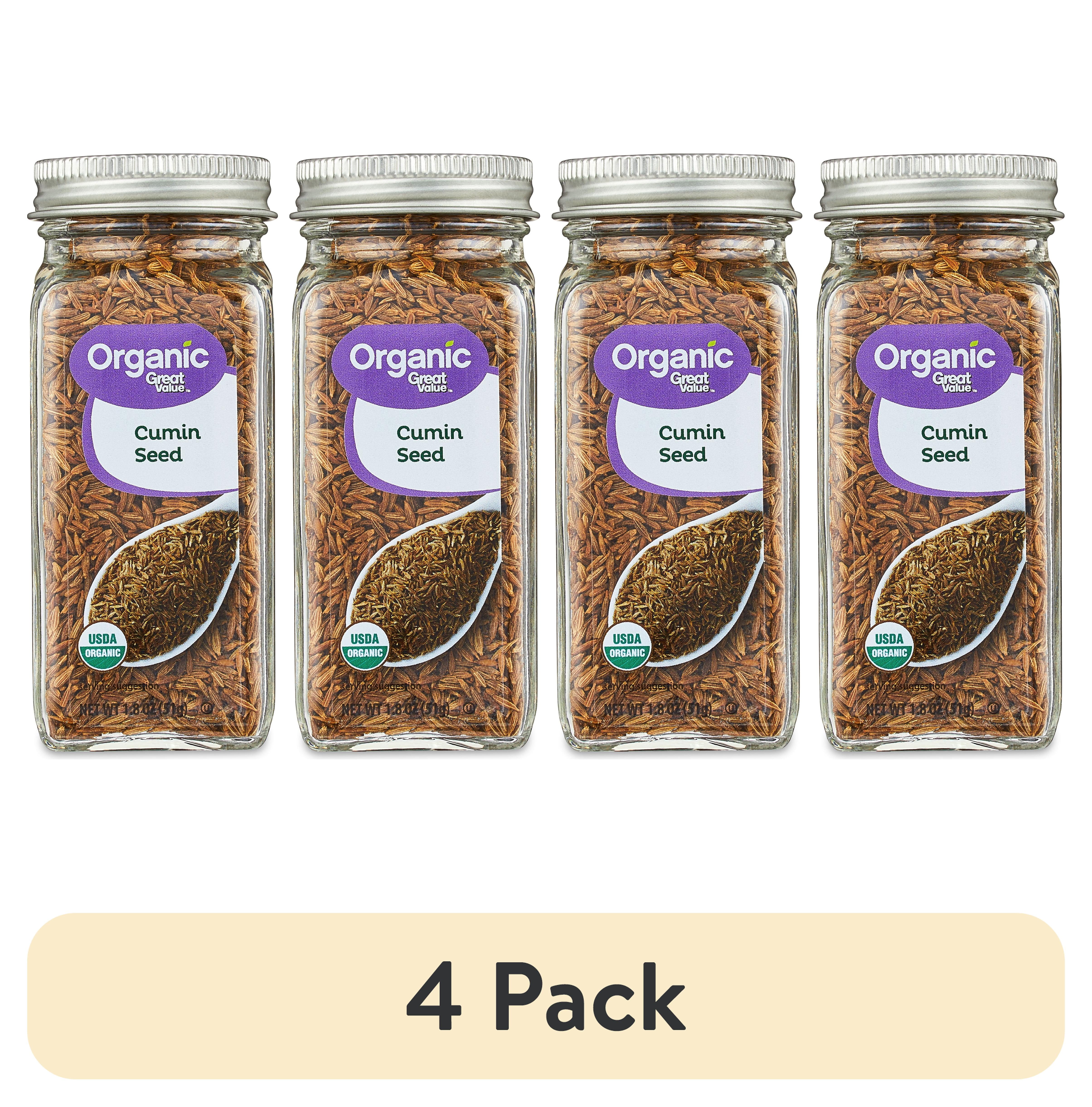 (4 pack) Great Value Organic Cumin Seed, 1.8 oz
