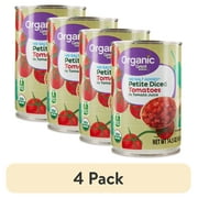 (4 pack) Great Value Organic No Salt Added Petite Diced Tomatoes, 14.5 oz