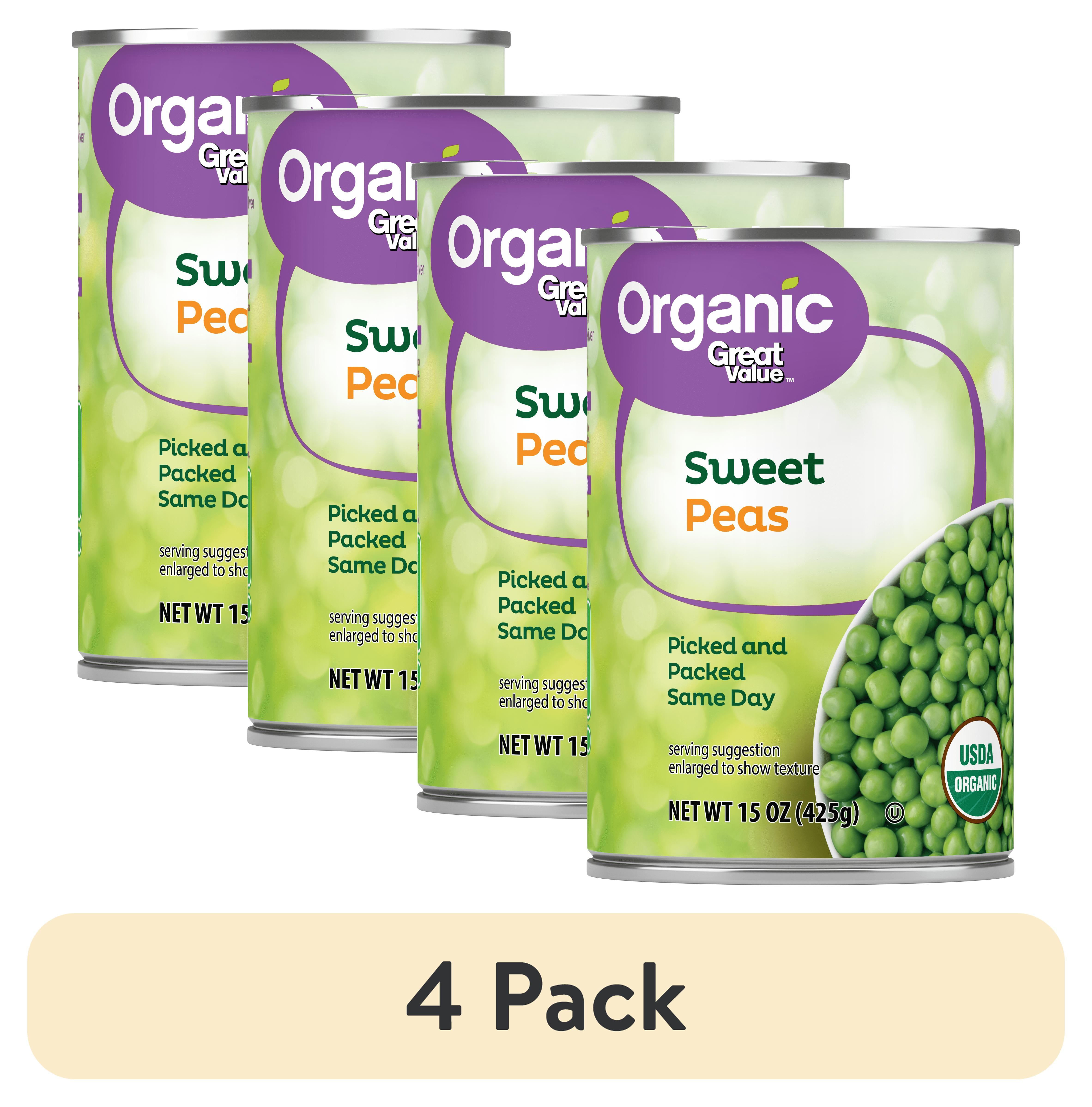 (4 pack) Great Value Organic Peas, 15 oz