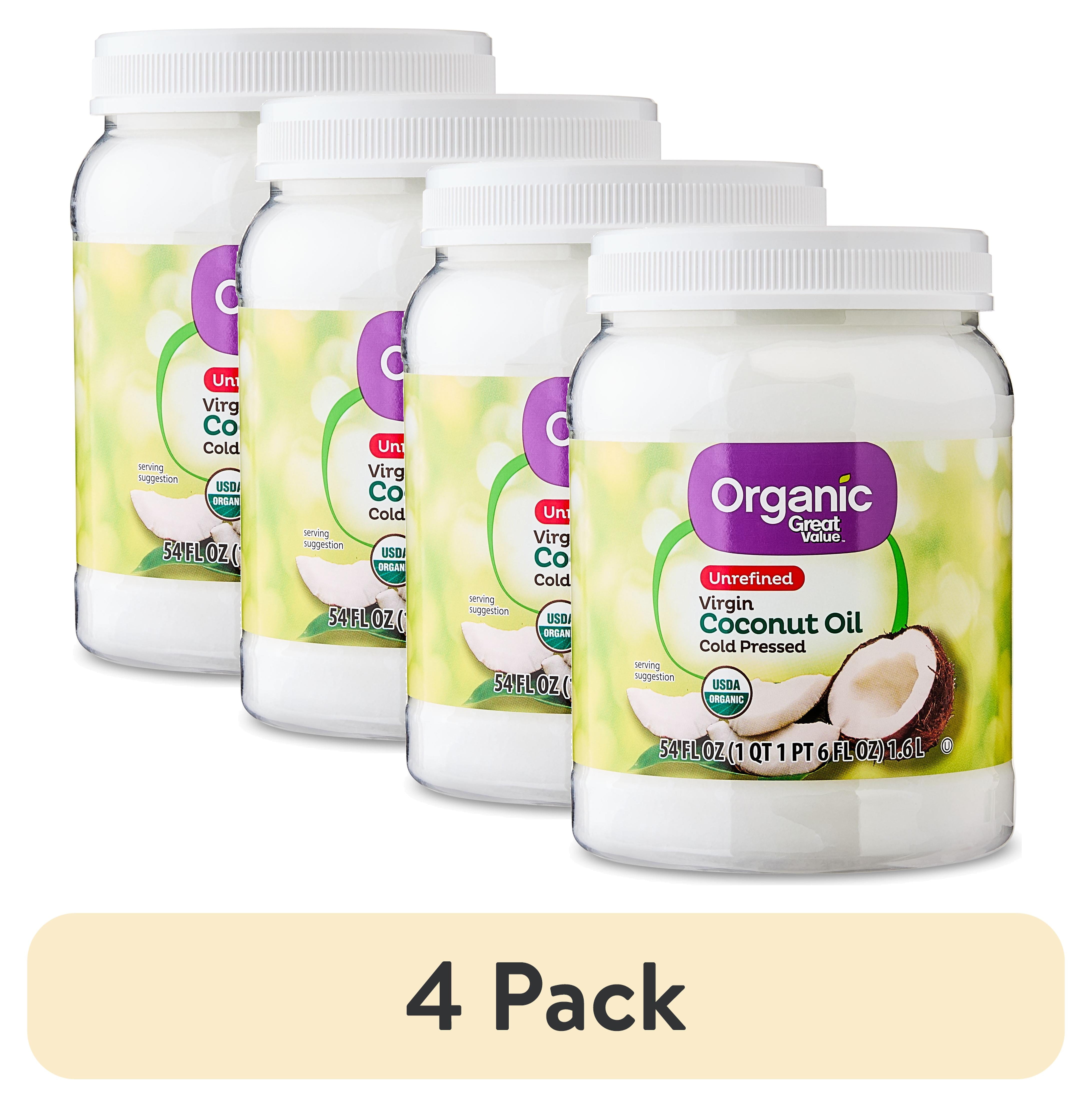 4 pack) Great Value Organic Unrefined Virgin Coconut Oil, 54 fl oz