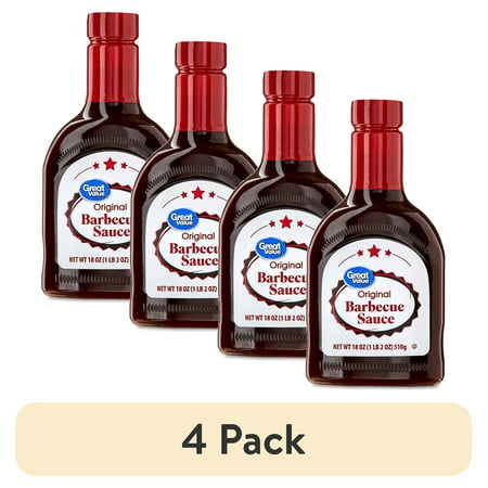 (4 pack) Great Value Original Barbecue Sauce, 18 fl oz