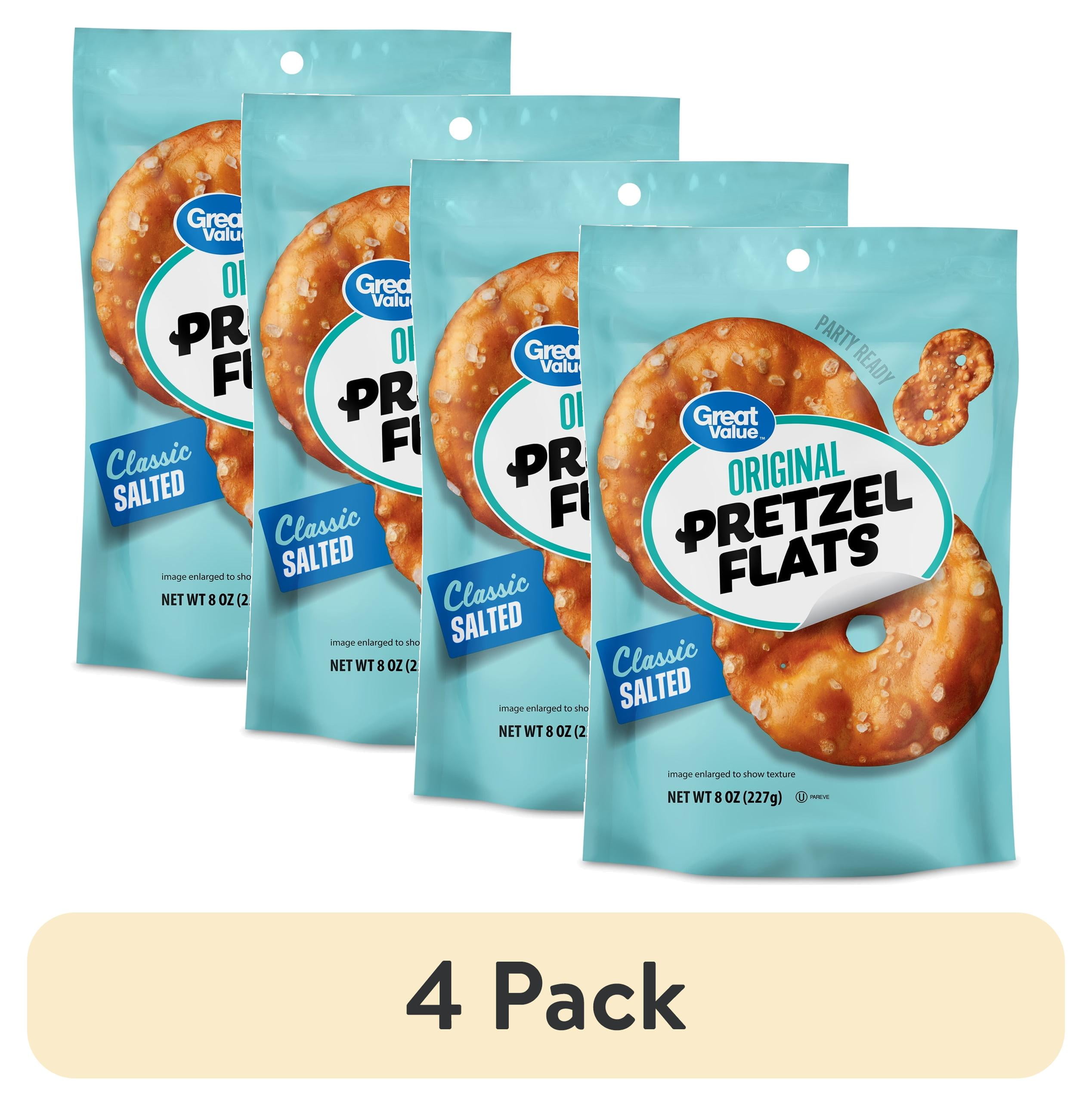 (4 pack) Great Value Classic Salted Original Pretzel Flats, 8 oz