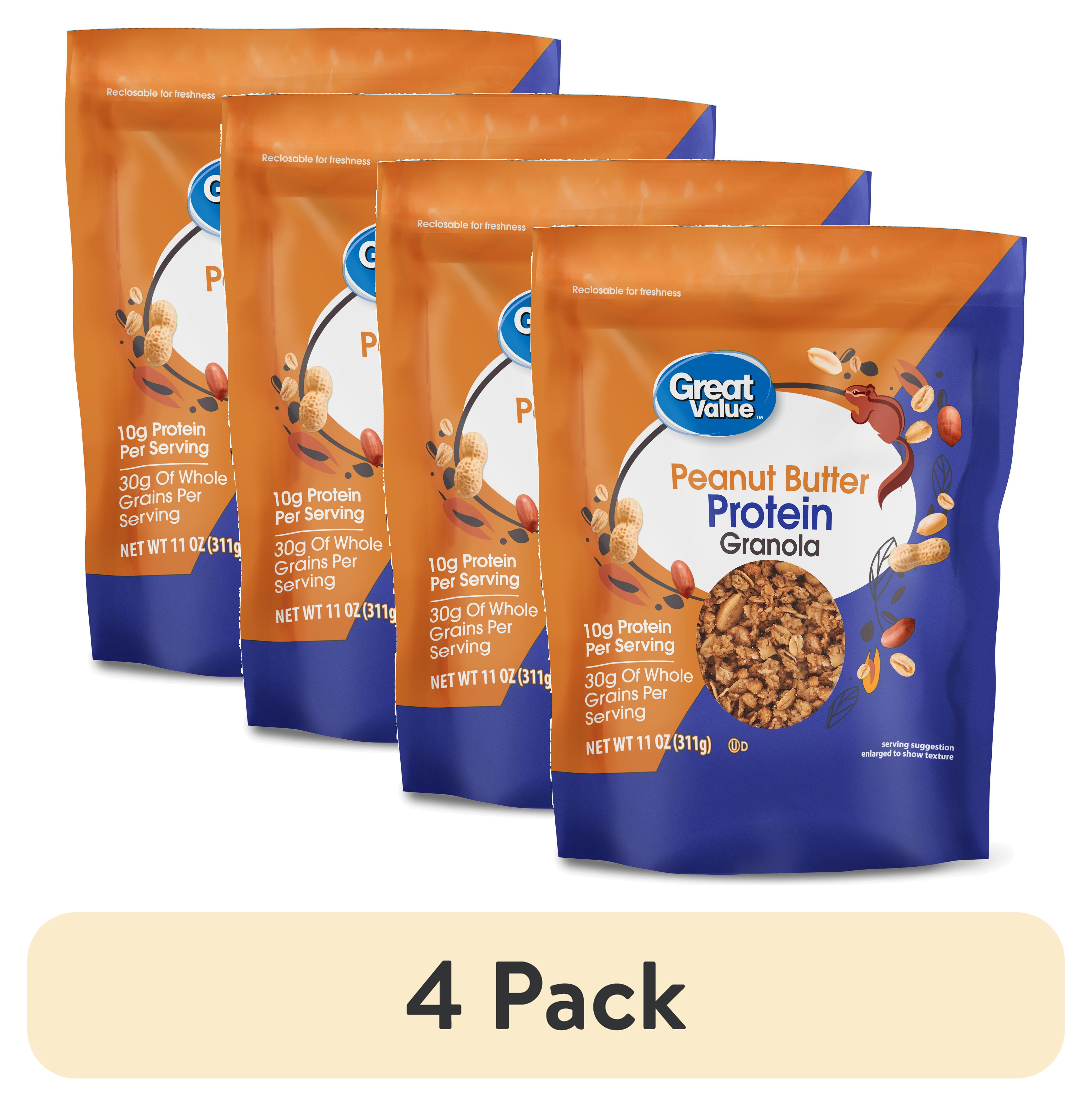 (4 pack) Great Value Peanut Butter Protein Granola, 11 oz