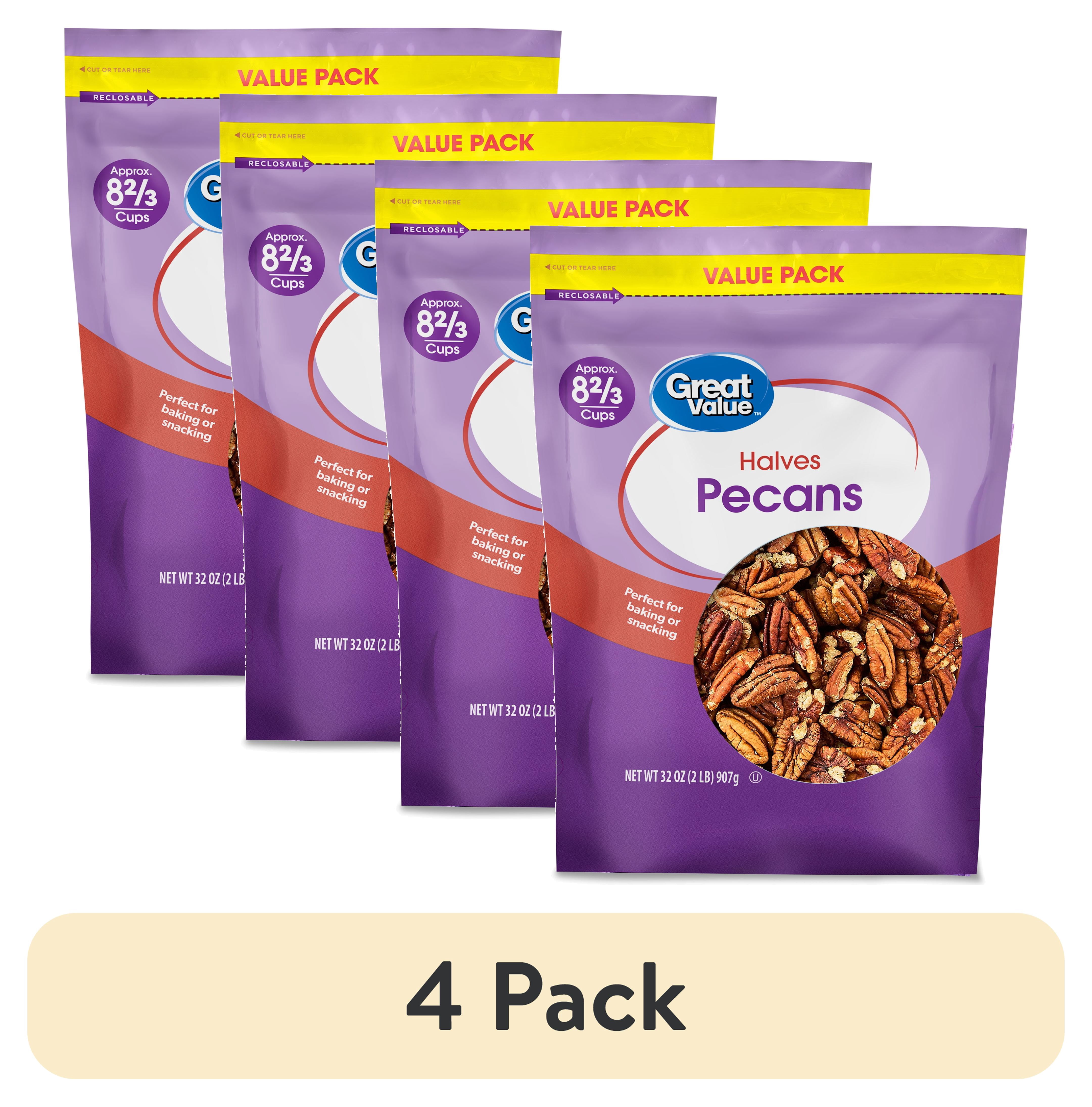 (4 pack) Great Value Pecan Halves, 32 oz