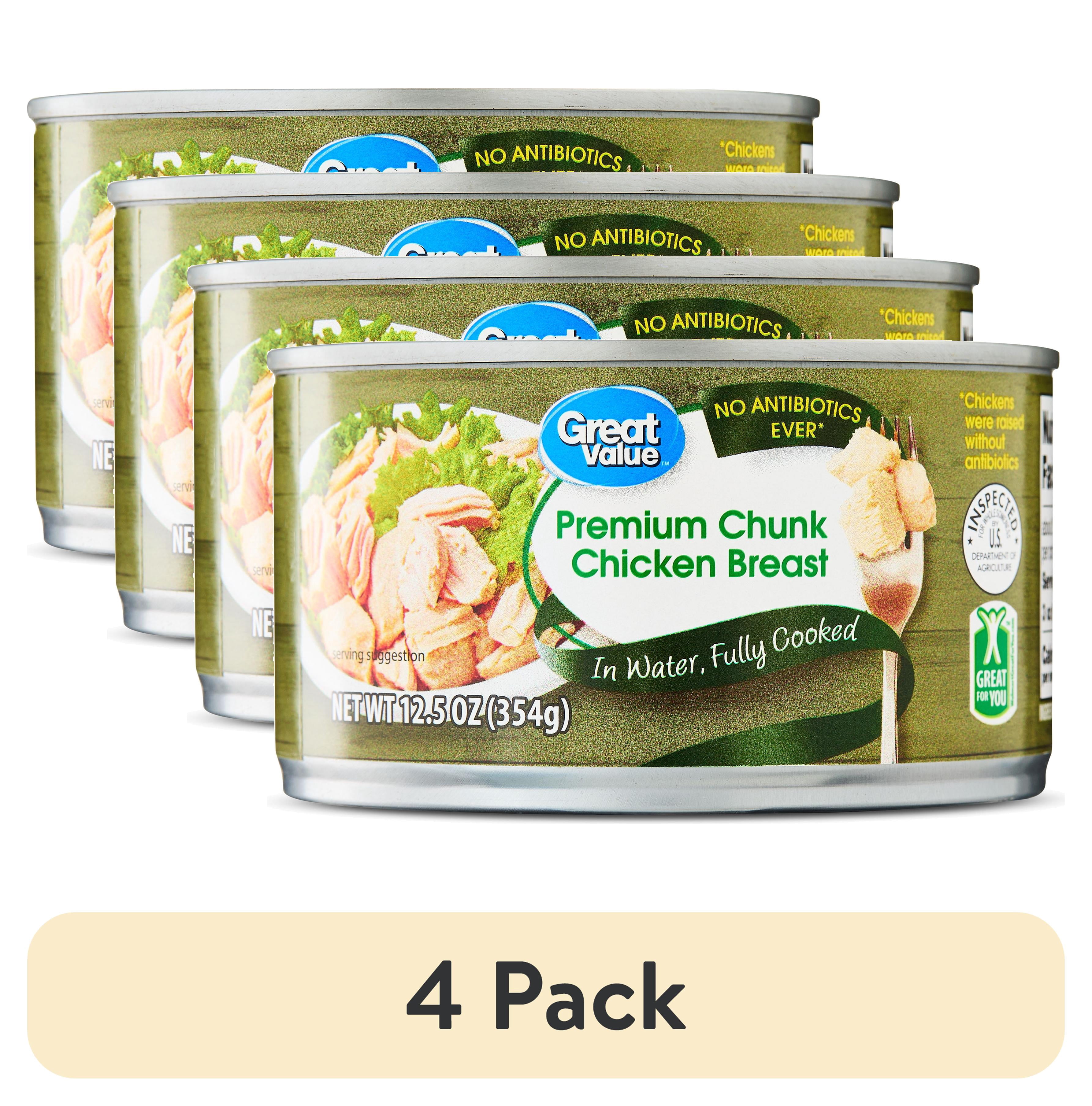 4 pack) Great Value Premium Chunk Chicken Breast, No Antibiotics