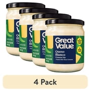 (4 pack) Great Value Queso Blanco Cheese Dip, Gluten-Free, Ready-To-Eat, 15 oz