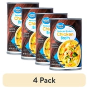 (4 pack) Great Value Reduced Sodium Gluten-Free Chicken Broth, 14.5 oz Can (Shelf-Stable)