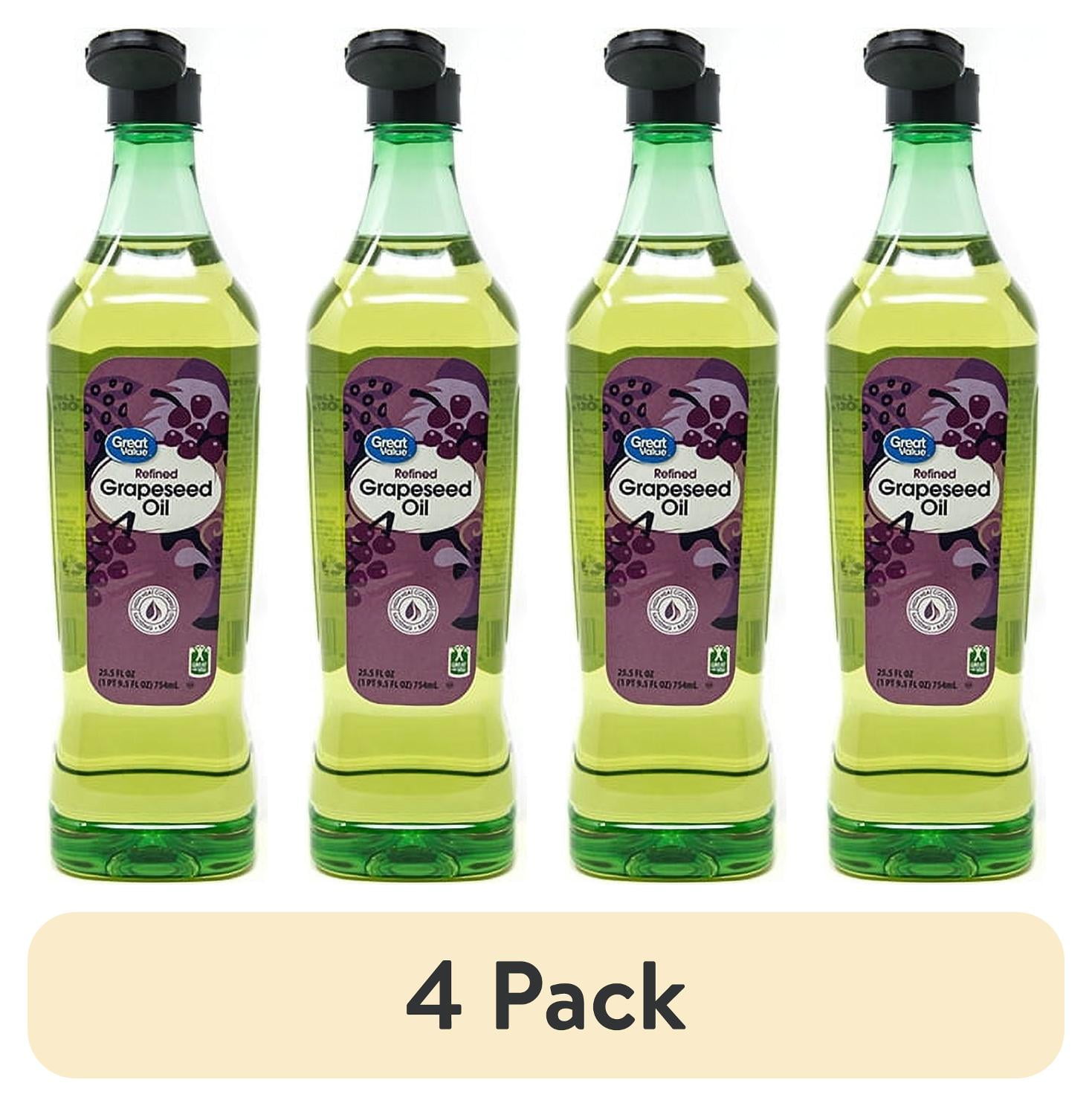 (4 pack) Great Value Refined Grapeseed Oil, 25.5 fl oz