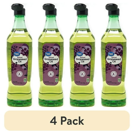 (4 pack) Great Value Refined Grapeseed Oil, 25.5 fl oz