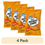 (4 pack) Great Value Rippled Cheddar & Sour Cream Potato Chips, 8 oz Bag