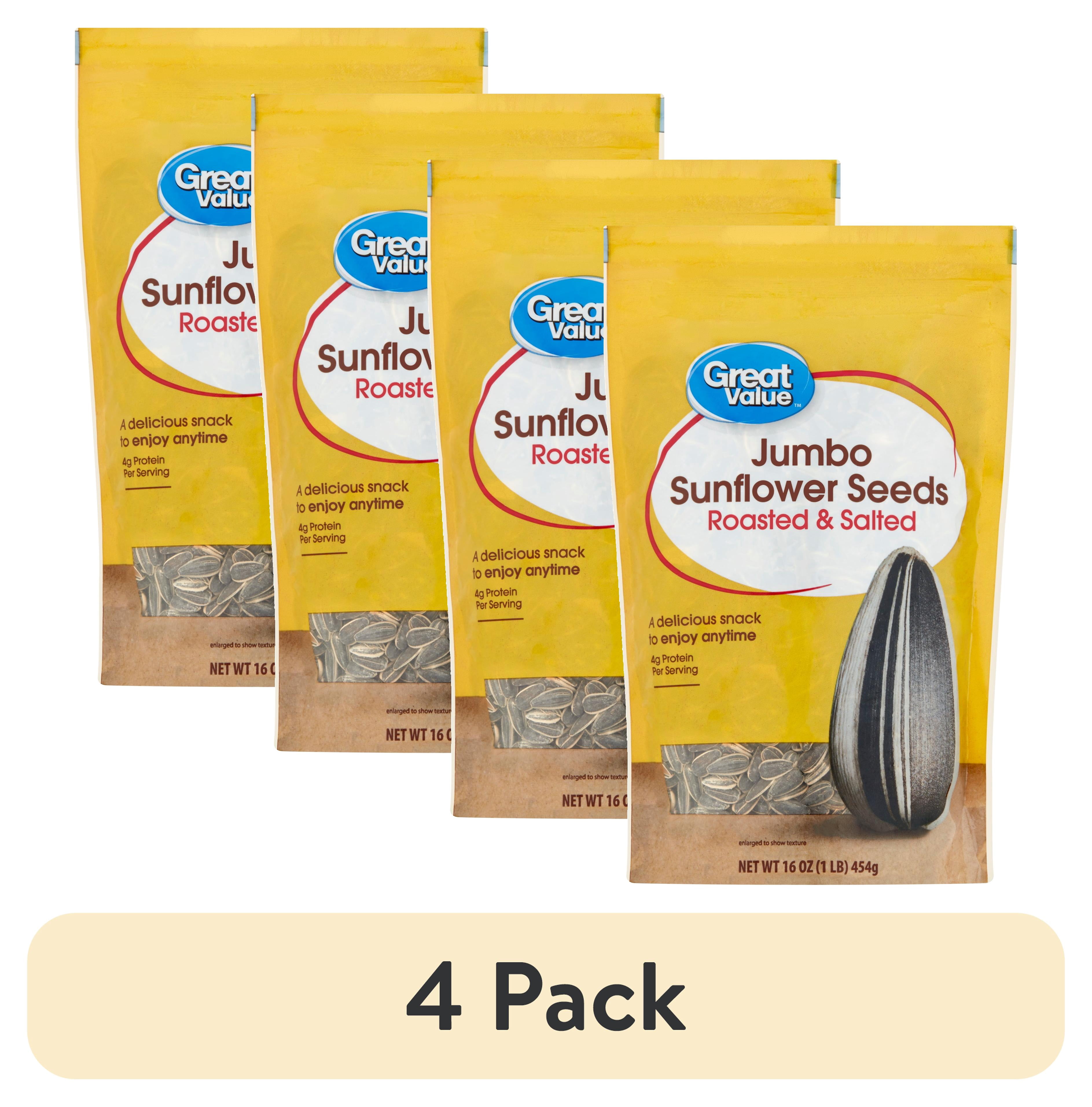 (4 pack) Great Value Roasted & Salted Jumbo Sunflower Seeds, 16 oz
