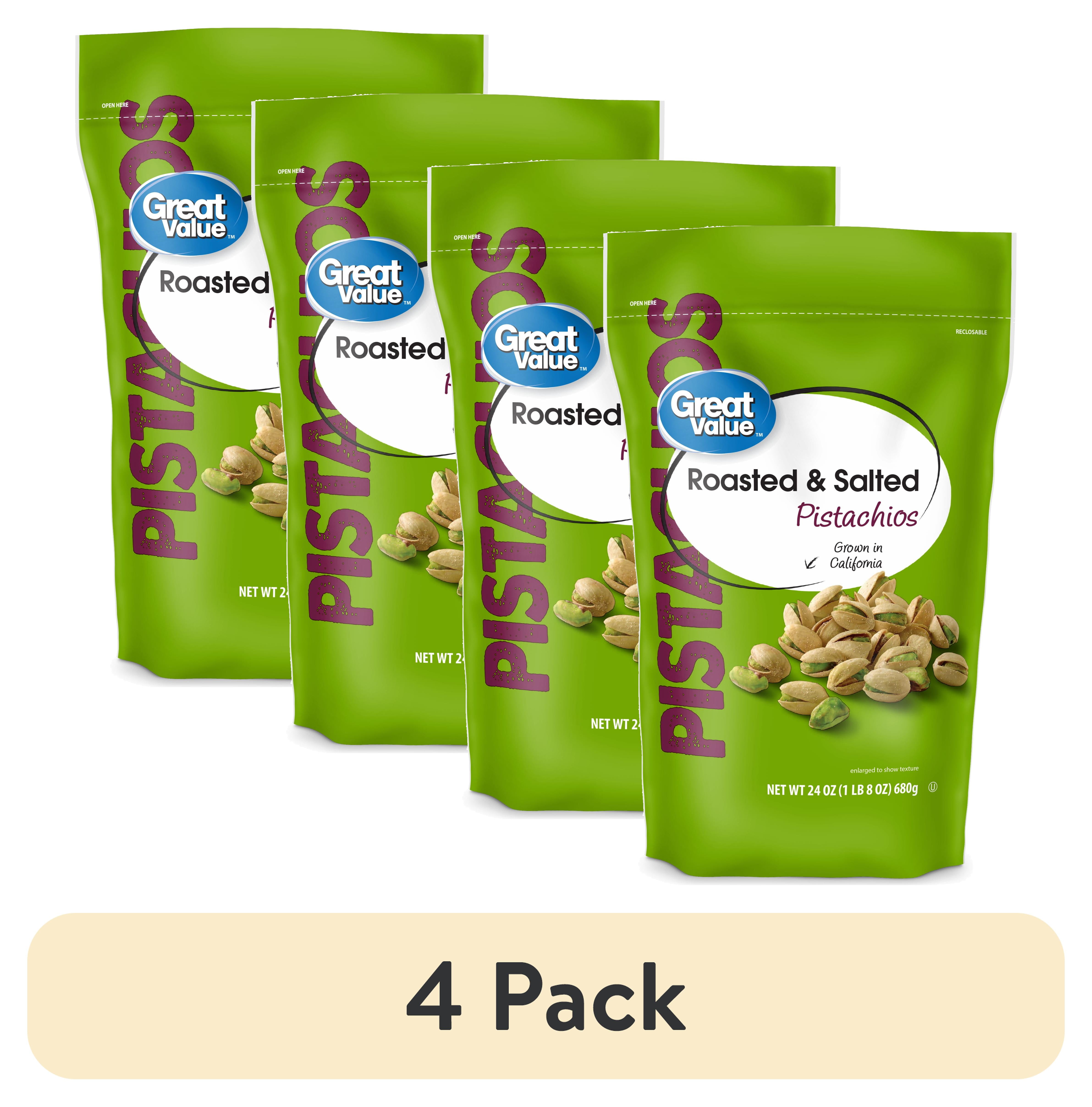 (4 pack) Great Value Roasted and Salted Pistachios, 24 oz - Walmart.com