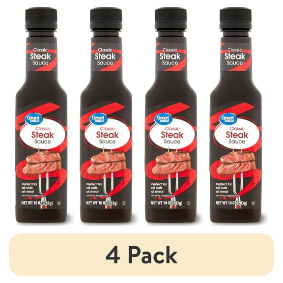 (4 pack) Great Value Savory Steak Sauce, 10 oz