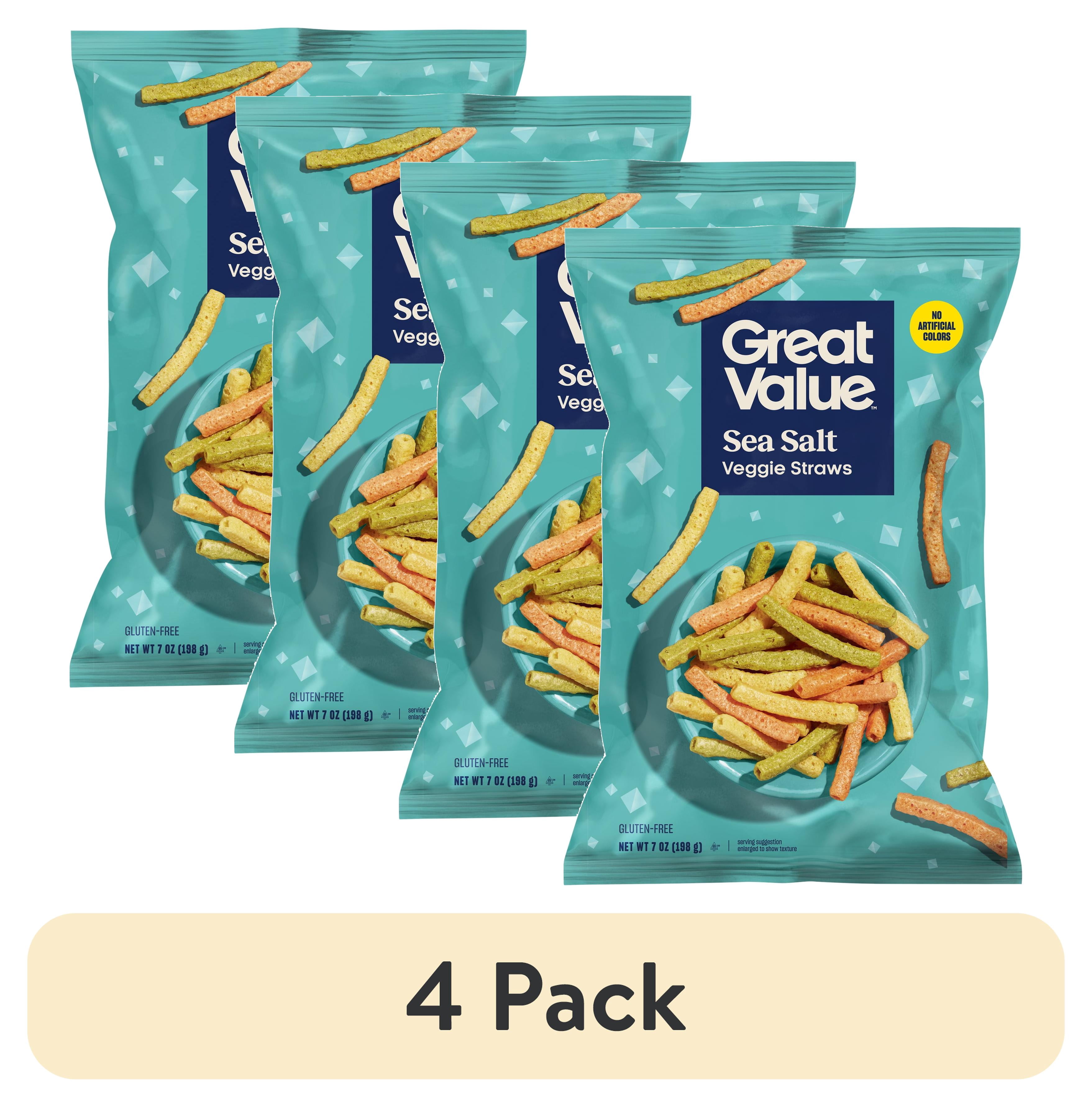 (4 pack) Great Value Sea Salt Veggie Straws, 7 oz