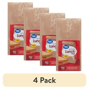 (4 pack) Great Value Self Standing Lunch Bags, Brown Kraft Paper, 100 Count