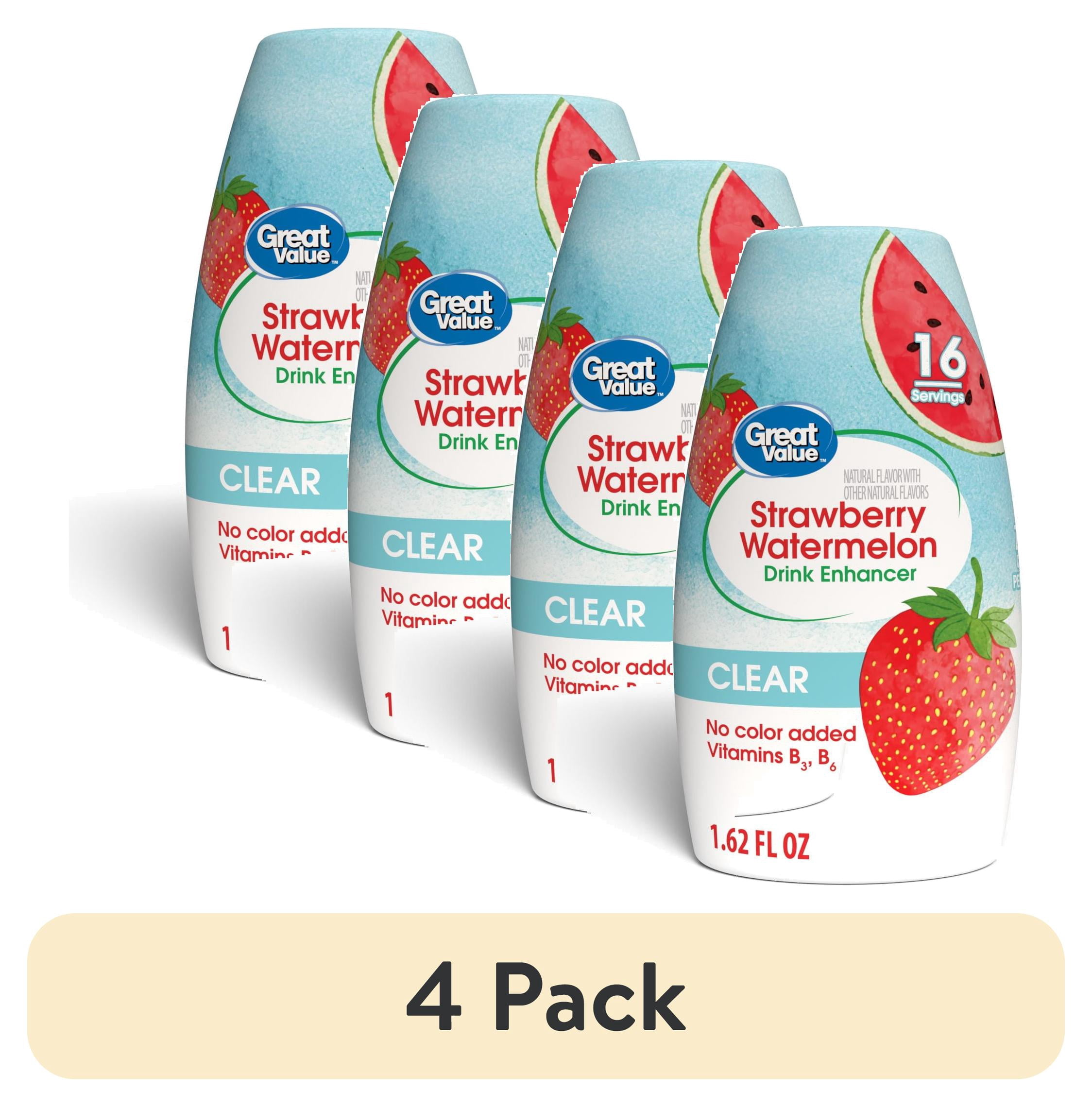 (4 pack) Great Value Simply Clear Liquid Drink Enhancer, Strawberry Watermelon, 1.62 fl oz